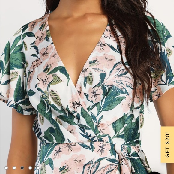 Lulus Lush Loving White Tropical Floral Flutter Sleeve Mini Dress - Picture 3 of 8